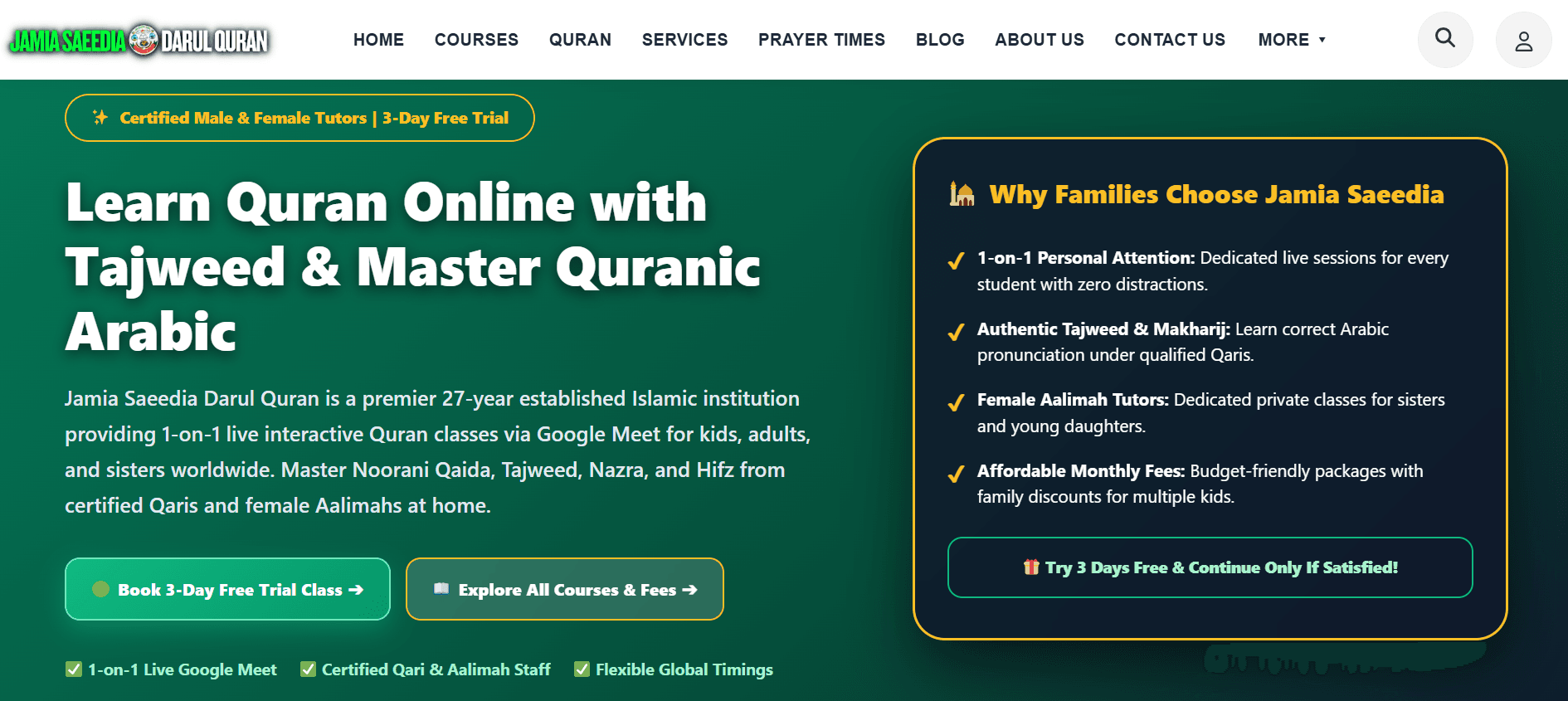 Jamia Saeedia Darul Quran Online Academy